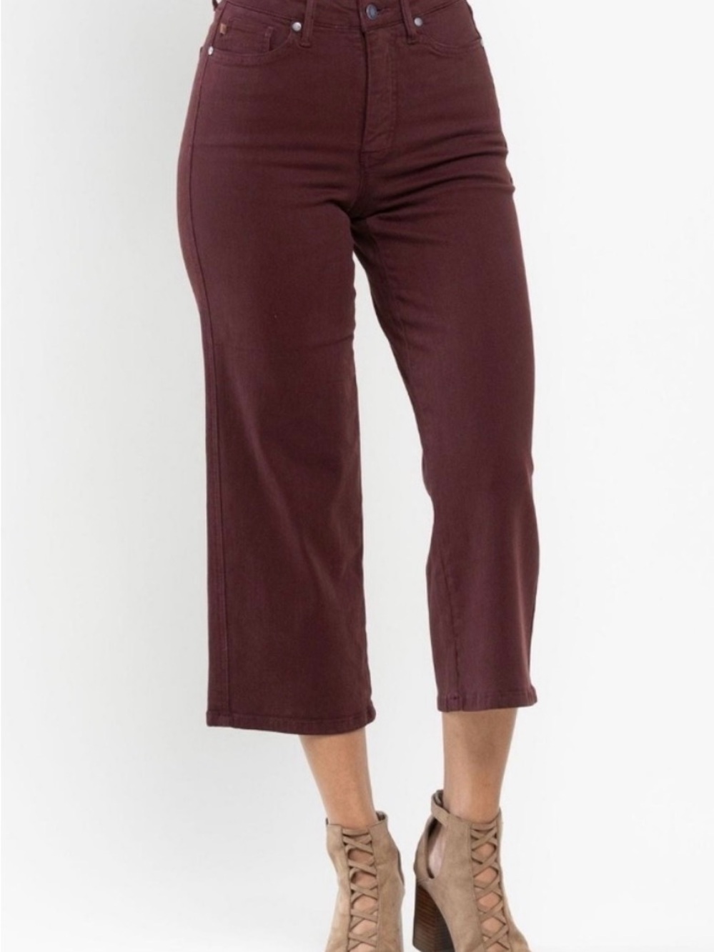 Judy Blue Women’s Burgundy Stretch Cropped Denim Pants